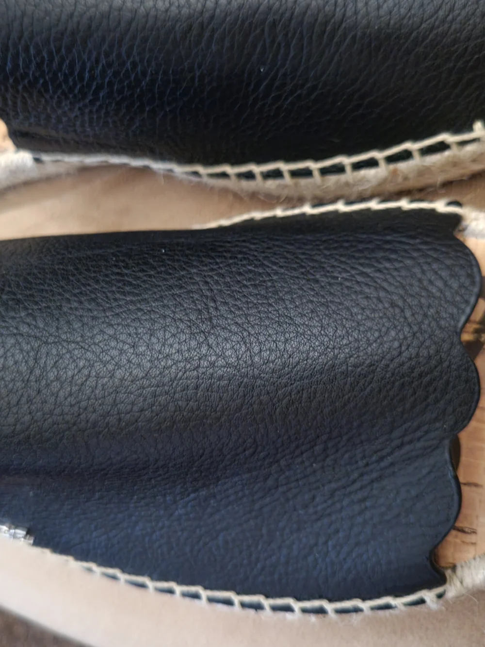 Sam Edelman Black Scalloped Espadrille Slides Sz 10
